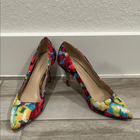 BCBGeneration Pink and Yellow Heels Vibrant Design - Picture 1 of 7
